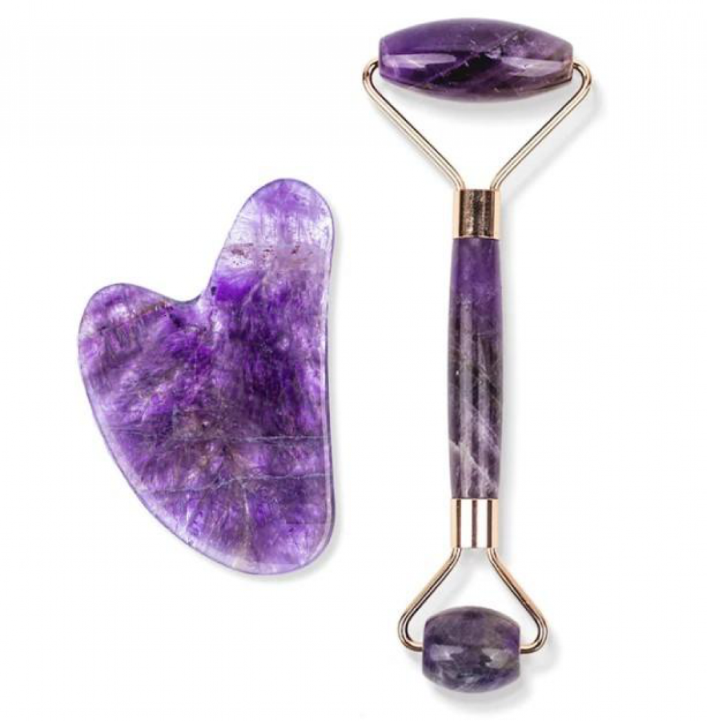 Set facial piatră naturală (Ametist)