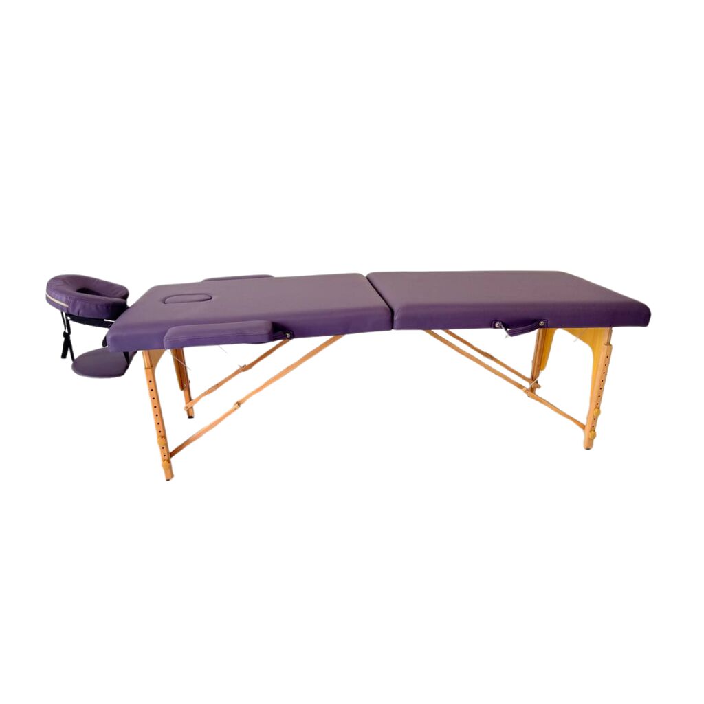 Masă de masaj portabilă, (dimensiuni 185 x 65 cm/lemn) Violet ,Husa Transport cu roți. - imaginea 4