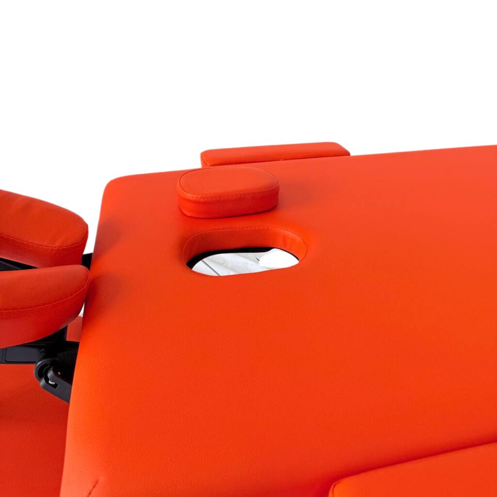 Masă de masaj portabilă, 2 secțiuni (dimensiuni 185 x 65 cm/lemn dur) eco piele, spuma de 4cm Oranj, Husa Transport cu roți. - imaginea 15