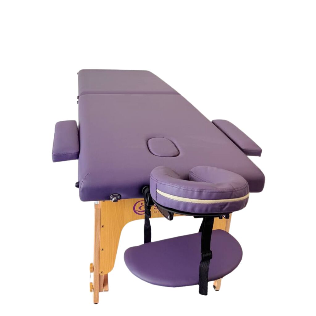 Masă de masaj portabilă, (dimensiuni 185 x 65 cm/lemn) Violet ,Husa Transport cu roți. - imaginea 10