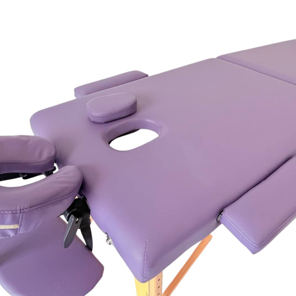 Masă de masaj portabilă, (dimensiuni 185 x 65 cm/lemn) Violet ,Husa Transport cu roți. - imaginea 7