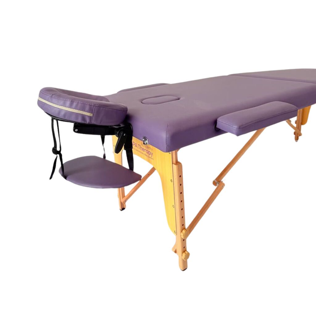 Masă de masaj portabilă, (dimensiuni 185 x 65 cm/lemn) Violet ,Husa Transport cu roți. - imaginea 8