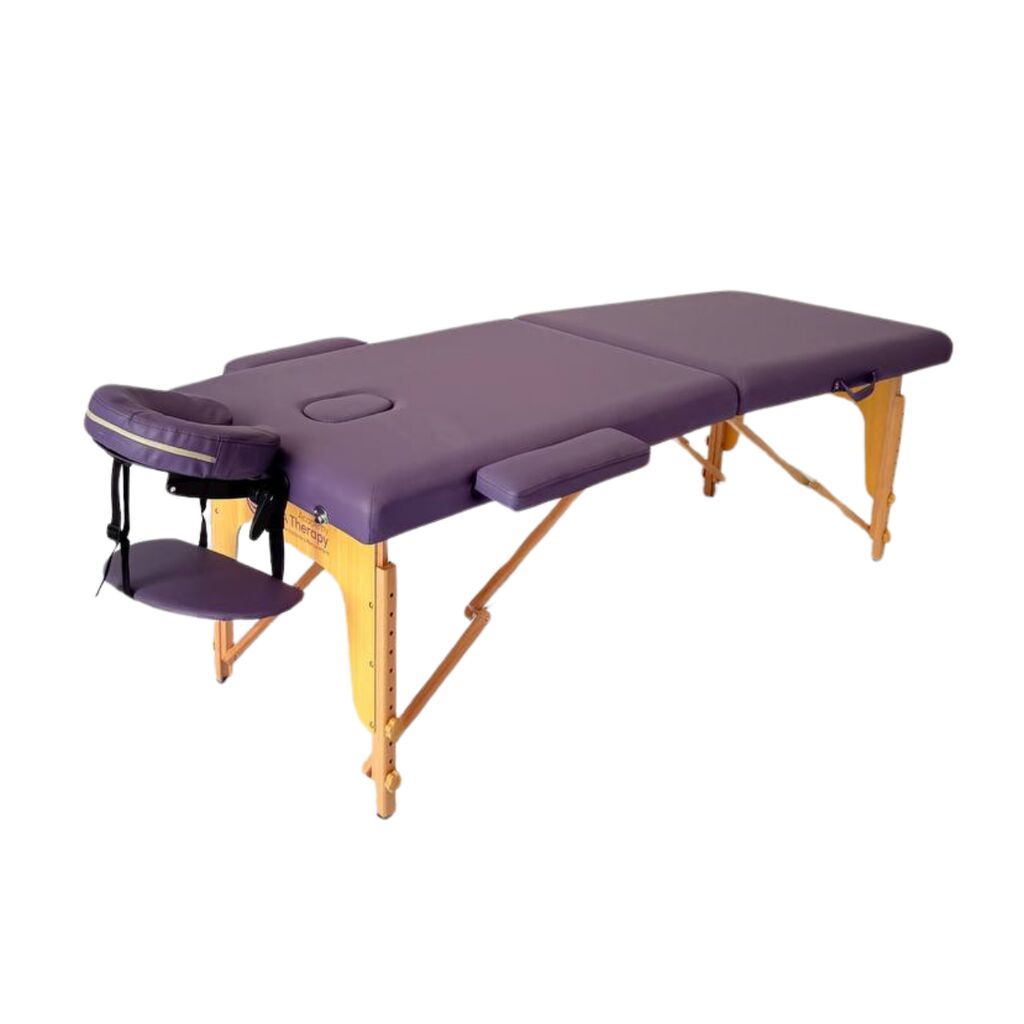 Masă de masaj portabilă, (dimensiuni 185 x 65 cm/lemn) Violet ,Husa Transport cu roți. - imaginea 6