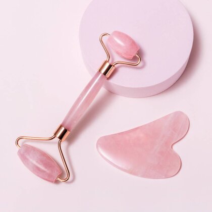 Set facial piatra naturala (Cuarț Roz)